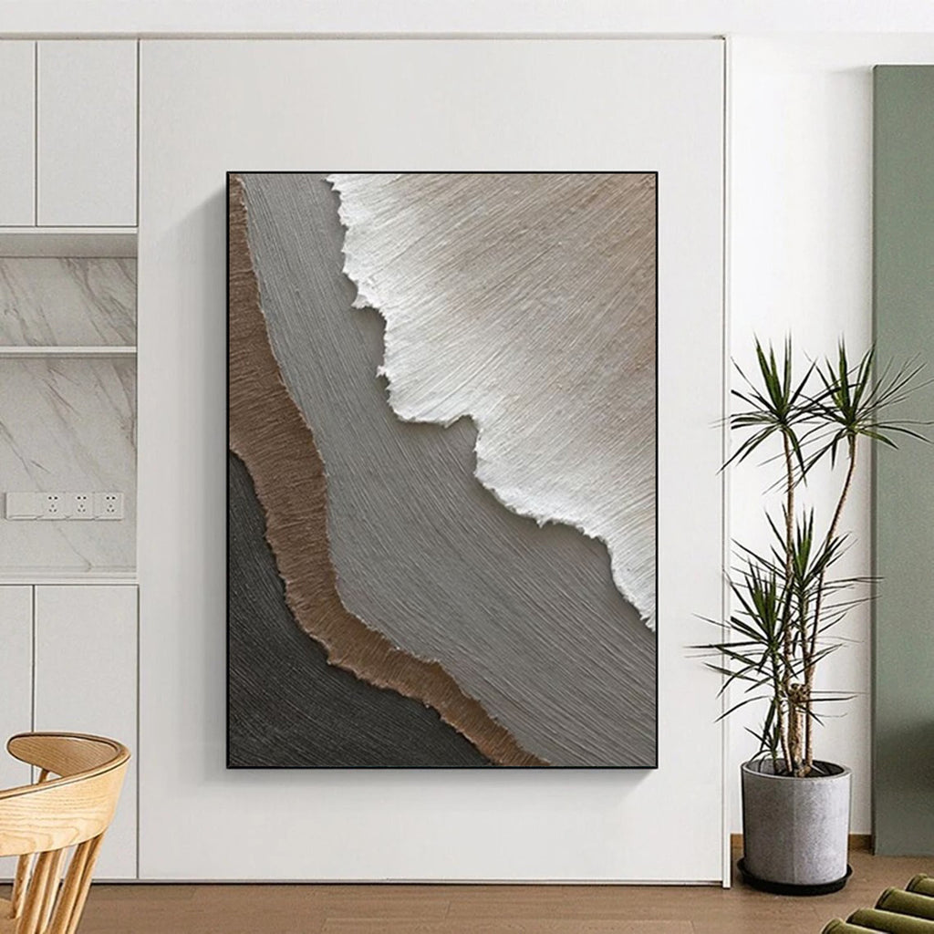 “Neutral Textured Layers - Earthy Tones & Ripped Paper Effects” Painting On Canvas DS269