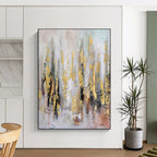 Gold and Neutral Strokes, "Autumn Forest Gleam" – Abstract Landscape - Inspired On Canvas PS0891
