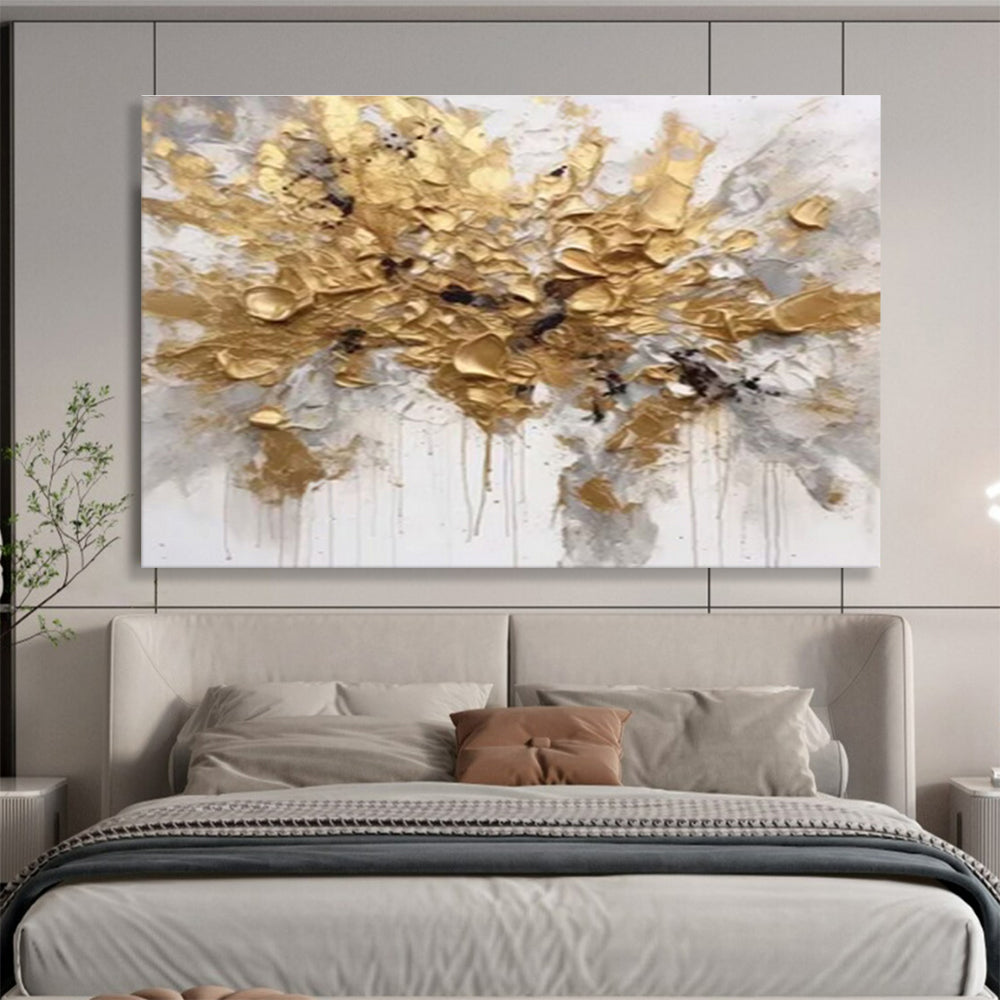 Golden Burst - Abstract Acrylic Painting, Fit for Studio & Gallery Wall DKS678