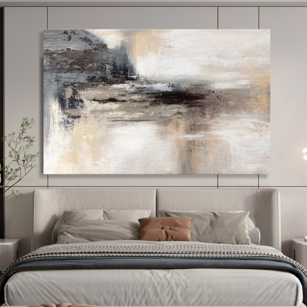 “Grey - Brown Misty Landscape” Abstract Painting On Canvas DKS282