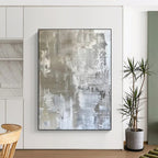 Gray & White Textured Abstract "Concrete Serenity" Painting On Canvas PS0852