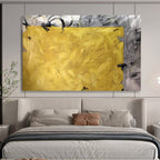 “Bold Yellow and Gray Abstract” - Striking Abstract Painting On Canvas PT153