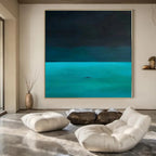 “Dark Sea & Solitary Boat” - Minimalist Seascape Painting On Canvas PS0194