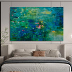 Teal Abstract Landscape Painting On Canvas DKS037