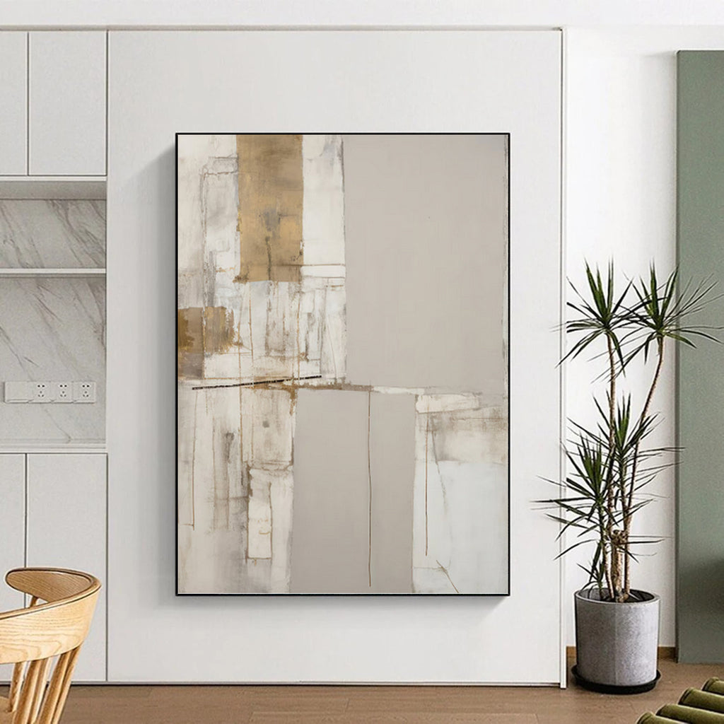“Neutral Geometric Abstract” - Minimalist Abstract Painting On Canvas PT1318