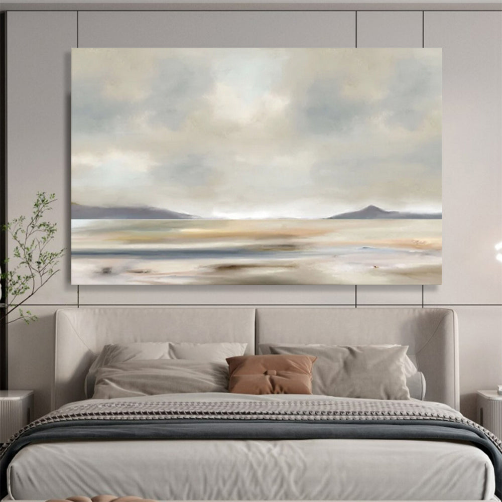 Muted Coastal Landscape - Atmospheric Landscape Painting On Canvas DKS359