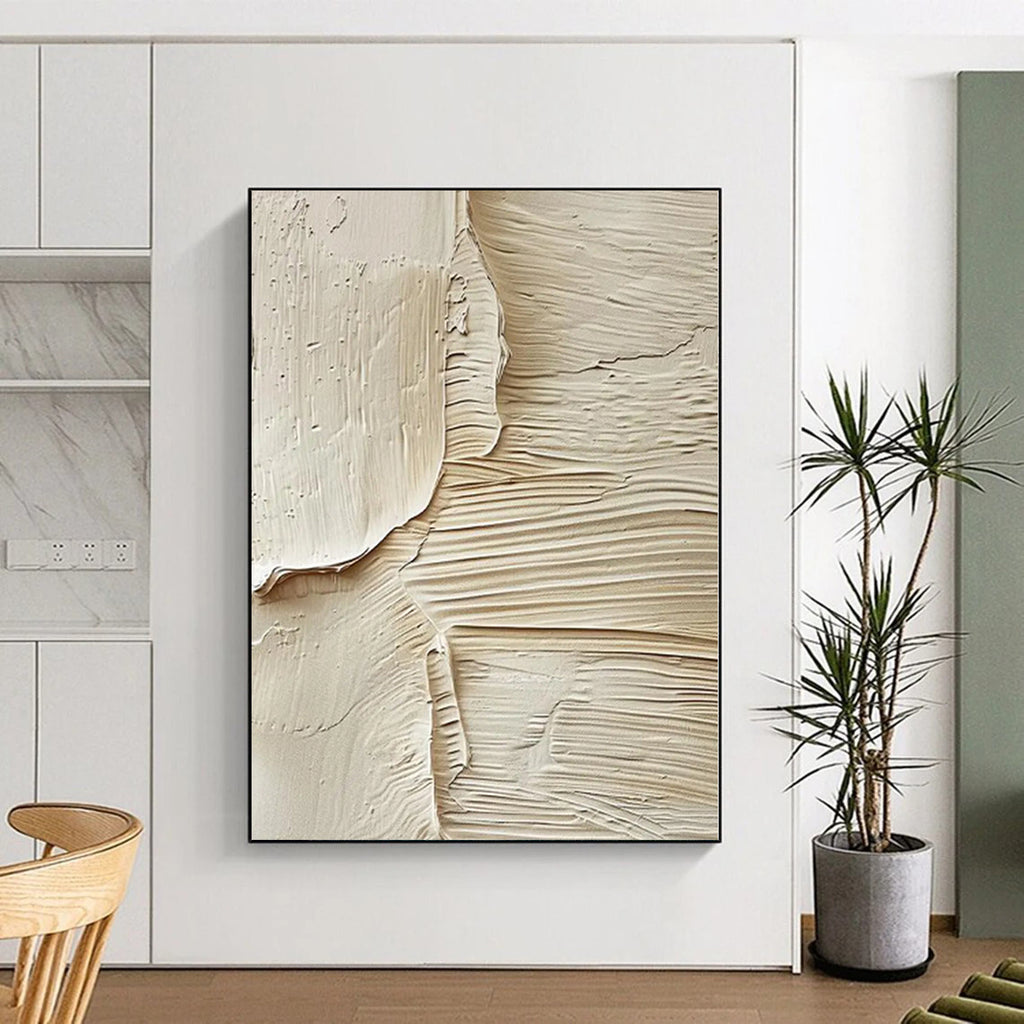 “Textured Beige Abstract” - Tactile Abstract Painting On Canvas PS0079