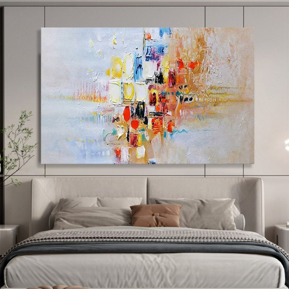“Colorful Urban Abstract” - Vibrant Cityscape Painting On Canvas PT180