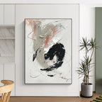 “Gray - Black - Pink Textured Abstraction” - Gray, Black, Pink, White Abstract Painting On Canvas PS0508