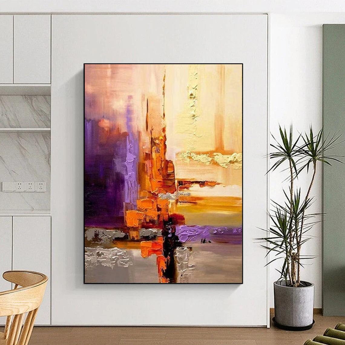 “Purple & Orange Urban Abstract” - City - Inspired Abstract Painting On Canvas DS278