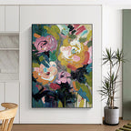 “Vibrant Flower Abstract” - Abstract Expressionist Floral Painting On Canvas PT1355