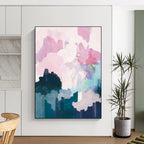 “Pastel - Hued Abstract Landscape” - Pink, Purple & Blue Soft Forms Painting On Canvas DS235