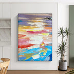 “Colorful Sunset Abstract” - Multicolor Abstract Landscape Painting On Canvas PS0724