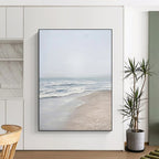 “Grey Beach & Waves” - Serene Landscape Painting On Canvas DS310