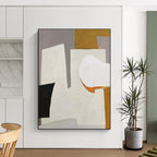 “Pastel Geometric Mix” - Gray, White, Orange, Purple Abstract Geometric Painting On Canvas PS0655