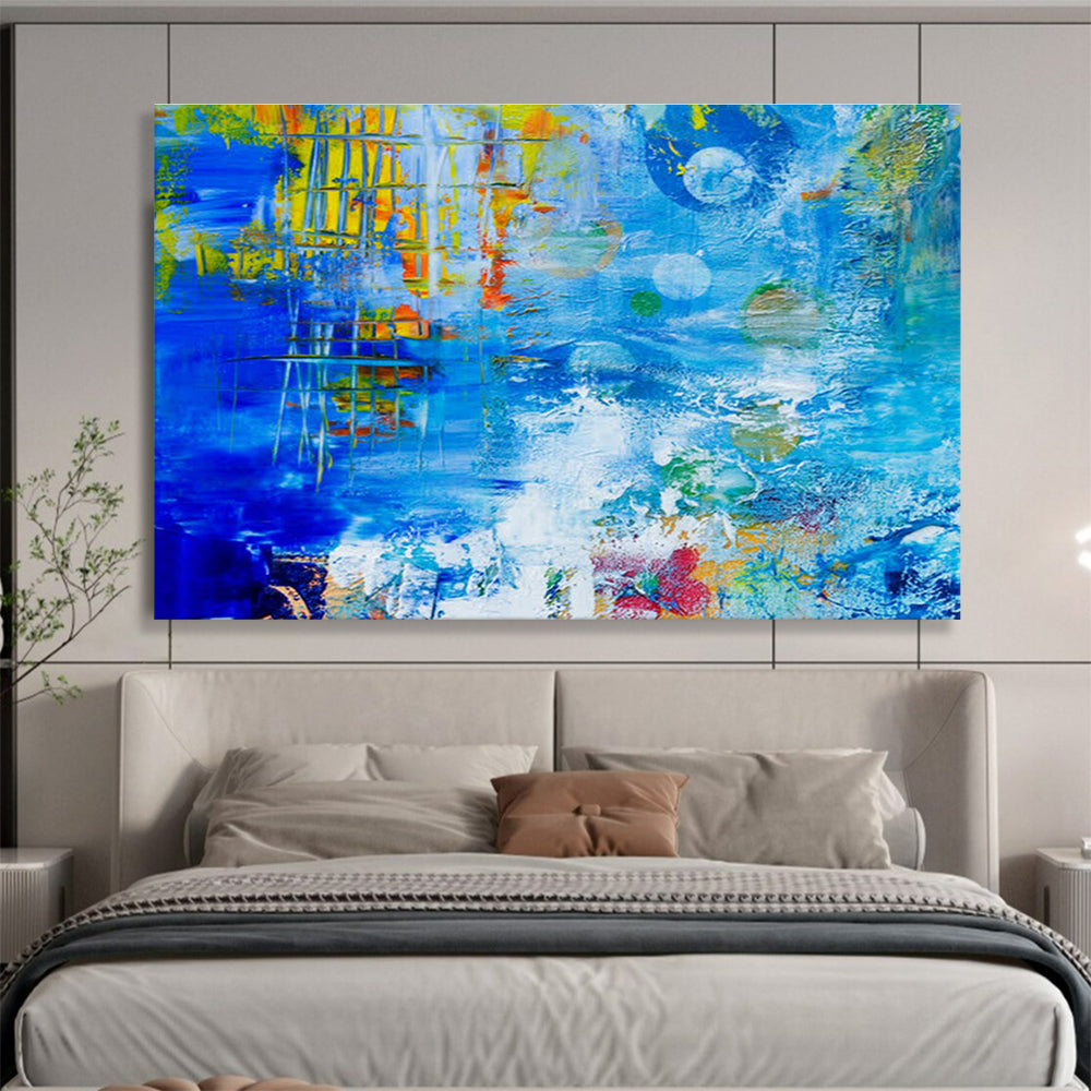 “Blue Abstract Energy” - Bold Abstract Painting On Canvas DKS439