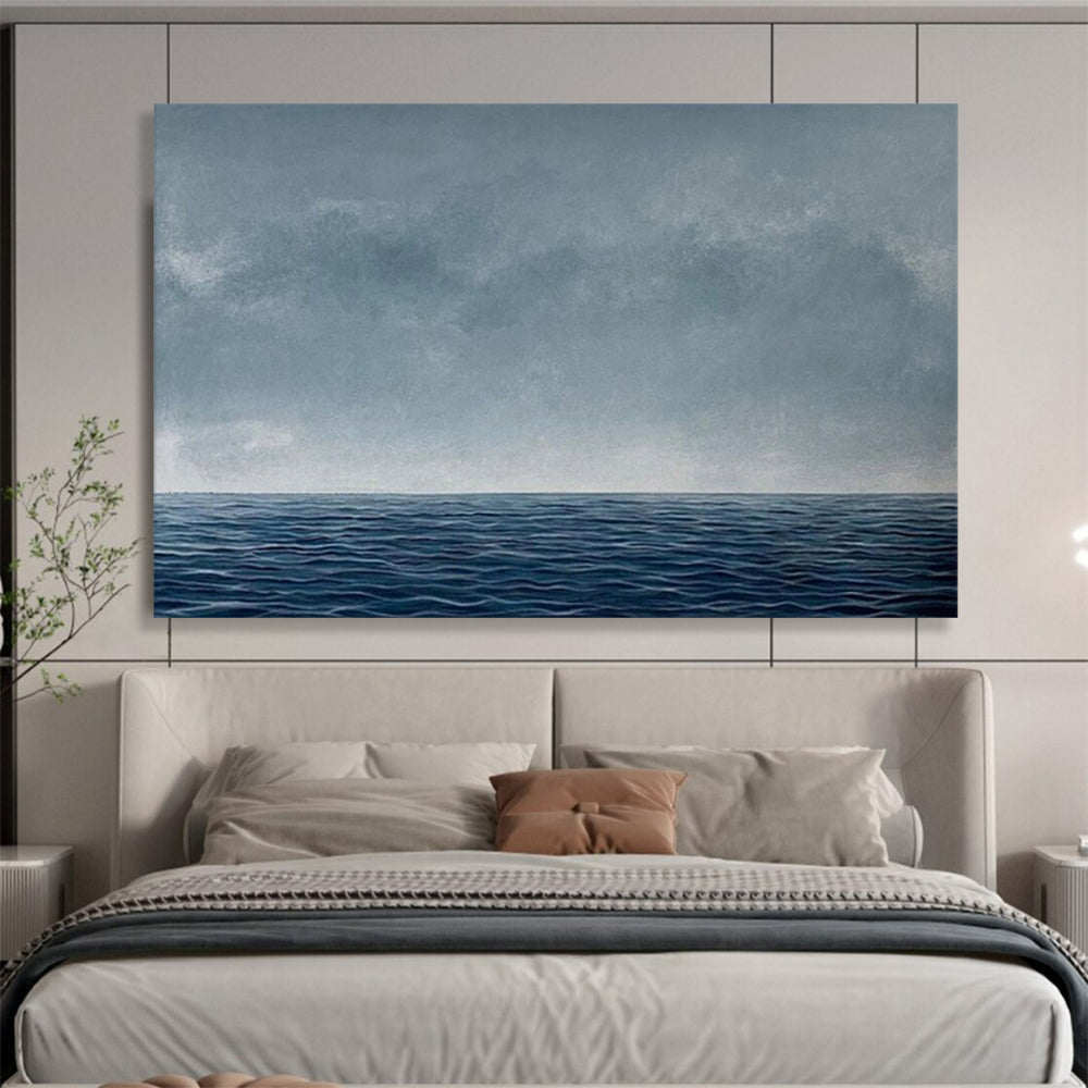 “Blue - Gray Serene Ocean” - Smooth Gradients “Infinite Tide” Painting On Canvas PT1668