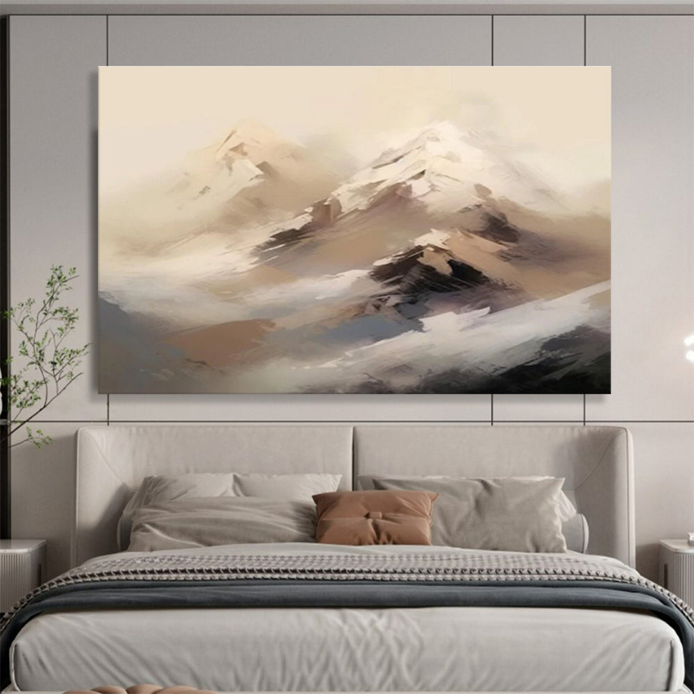 Misty Mountain Peaks in Neutrals - Abstract Landscape Painting On Canvas DKS325