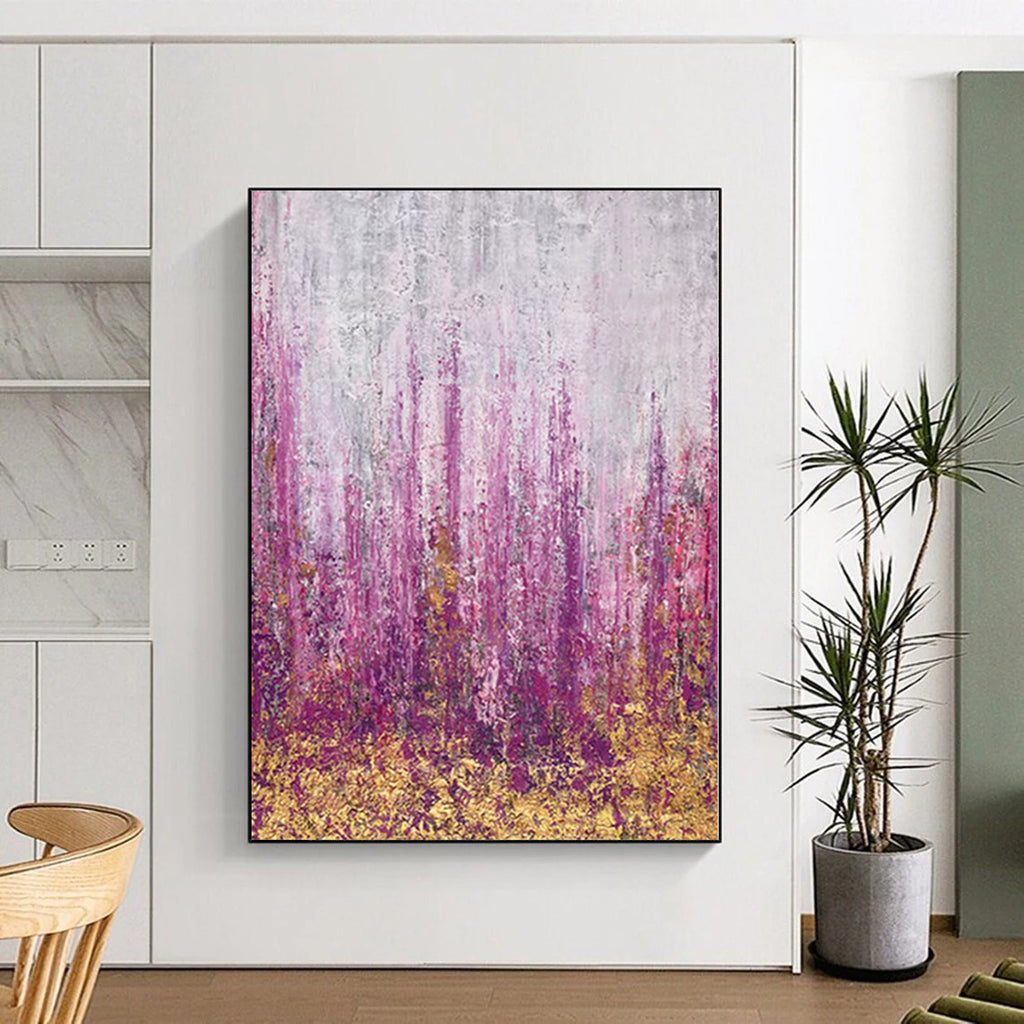 “Purple - Gold Abstract Meadow” - Nature - Inspired Abstract Painting On Canvas PS0064