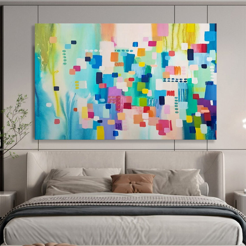 “Colorful Geometric Abstraction” - Hard - Edge Acrylic Painting on Canvas PT1497