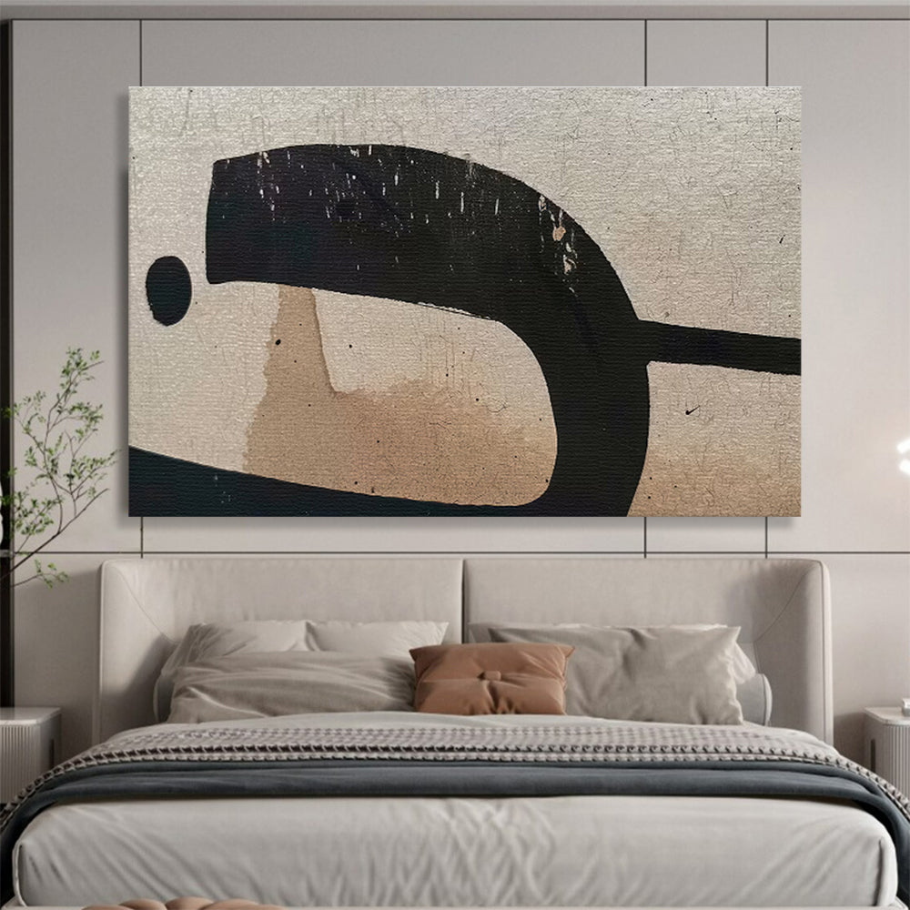 Black and Beige Abstract Forms Modern Abstract Painting On Canvas DKS139