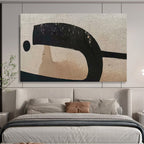 Black and Beige Abstract Forms Modern Abstract Painting On Canvas DKS139