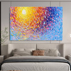 “Colorful Swirling Sun” - Impressionistic Oil Painting On Canvas DKS881