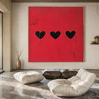 Red and Black Hearts, "Love Marks" – Minimalist Abstract Painting On Canvas PS0950