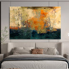 Mixed - Tone Abstract Horizon - Layered Landscape Painting On Canvas DKS378