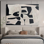 Black and White Geometric Shapes Abstract Painting On Canvas DKS091