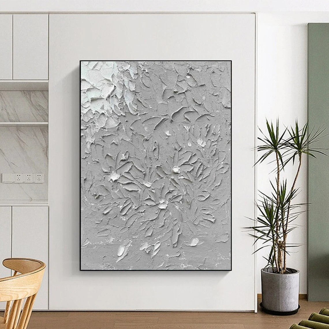 Gray Textured Patterns “Concrete Poetry” - Painting On Canvas PS0811