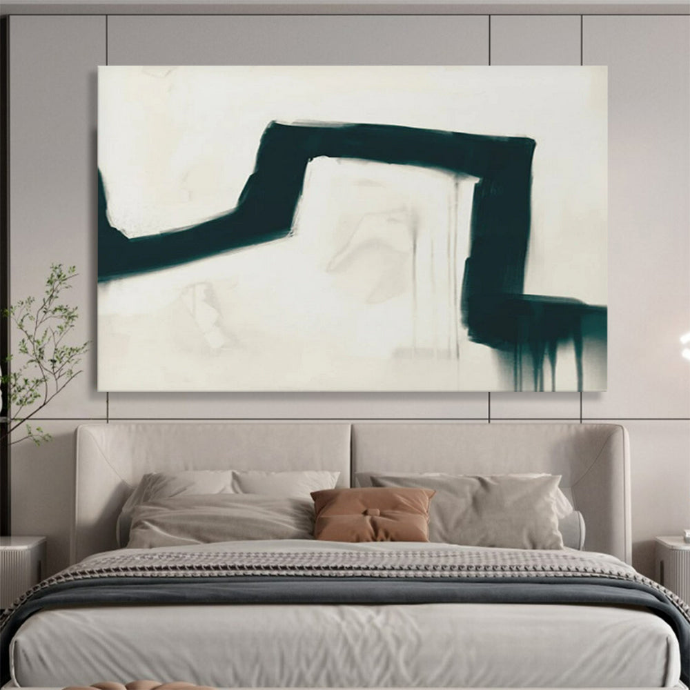 “Bold Black Curved Strokes” - Abstract Expressionist - Painting On Canvas PT1790