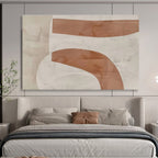 Beige and Brown Curved Forms Modern Abstract Painting On Canvas DKS148