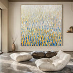 “Golden Rainfall Abstraction” - Impressionistic Abstract Painting On Canvas PS0195