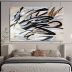 “Black - Color Dynamic Swirls” Abstract Painting On Canvas DKS289