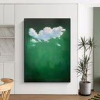 “White Clouds Over Green” - Surreal Cloud Painting On Canvas PT1990
