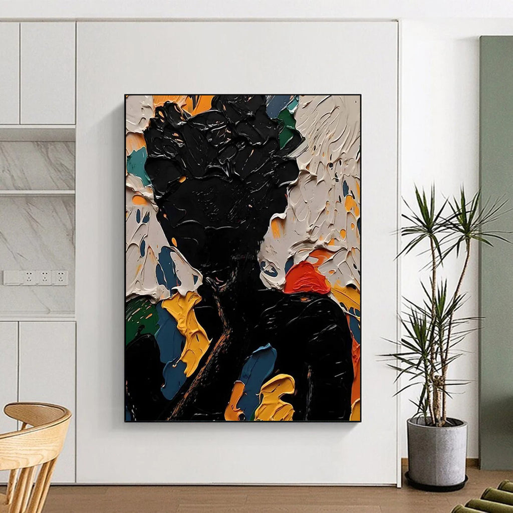 “Colorful Abstract Figure” - Vibrant Figurative Painting On Canvas DS308