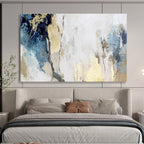 “Blue And Gold Abstract” - Luxe Abstract Painting On Canvas DKS507