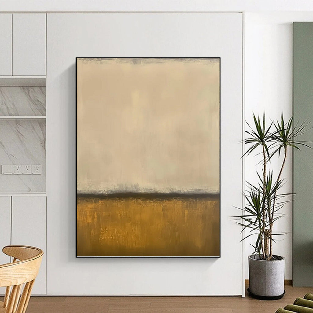 “Beige - Grey - Gold Abstract Divide” - Color - Field Painting On Canvas PT1238