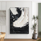 “Swirling Black and White Textures” - Tactile Abstract Painting On Canvas DS385