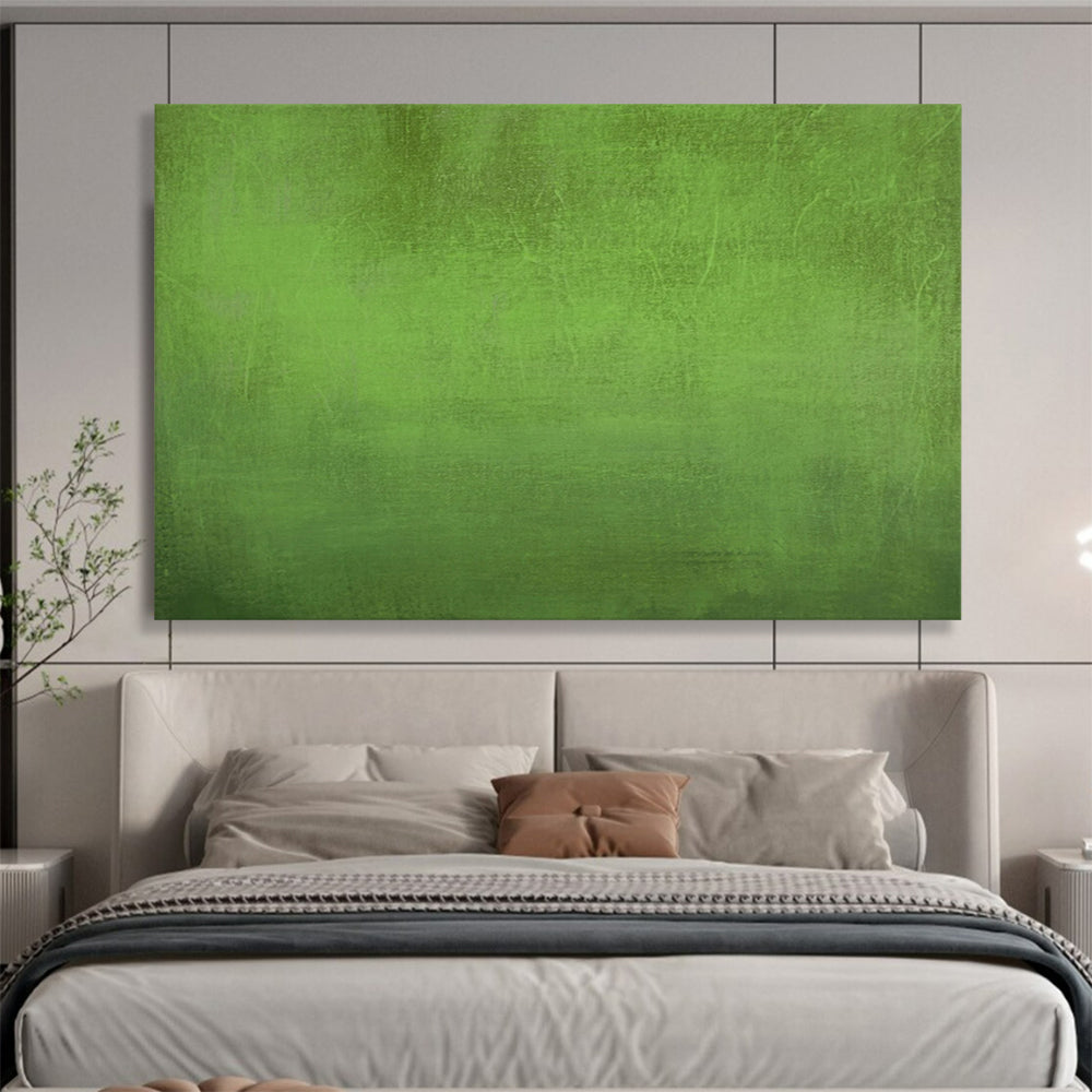 “Vibrant Green Textured Field” - Color Field - Painting On Canvas PT1792