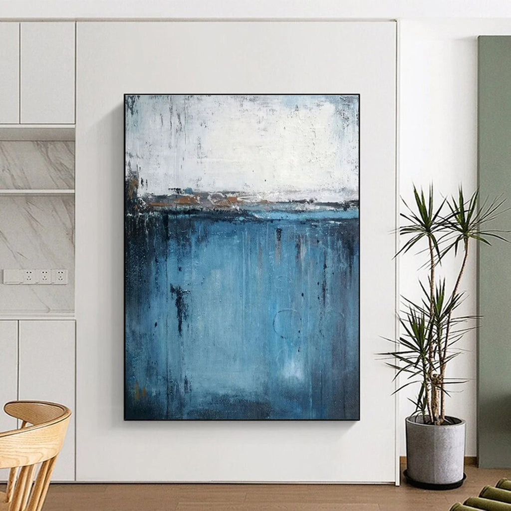 Blue Abstract, "Moody Waters" – Abstract Expressionist Painting On Canvas PS0883
