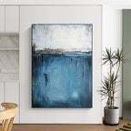 Blue Abstract, "Moody Waters" – Abstract Expressionist Painting On Canvas PS0883