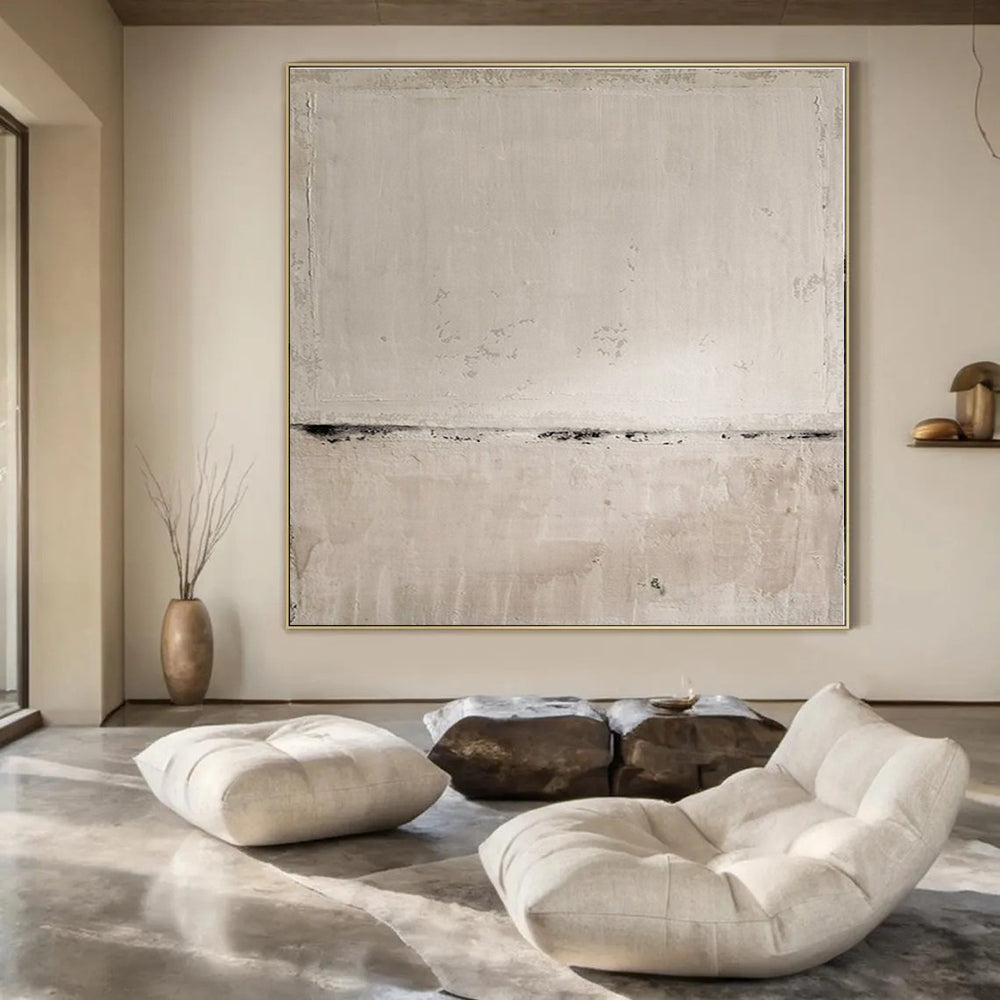 White, Gray with Subtle Textures "Whispering Walls" Abstract Painting On Canvas PS1370