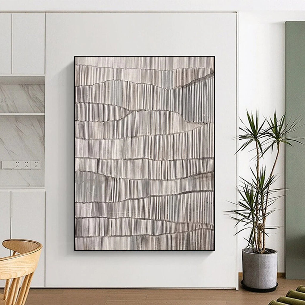“Grey Textured Waves” - Minimalist Abstract Painting On Canvas PT1031