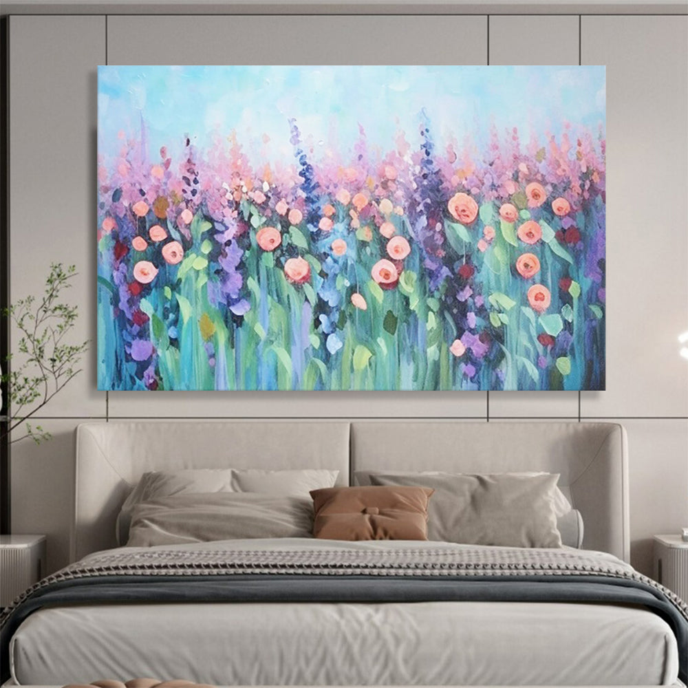 “Pastel Flower Field” - Impressionistic Floral Painting On Canvas PT229