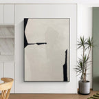 “Black and White Geometric Abstract” - Minimalist Geometric Painting On Canvas PT2248