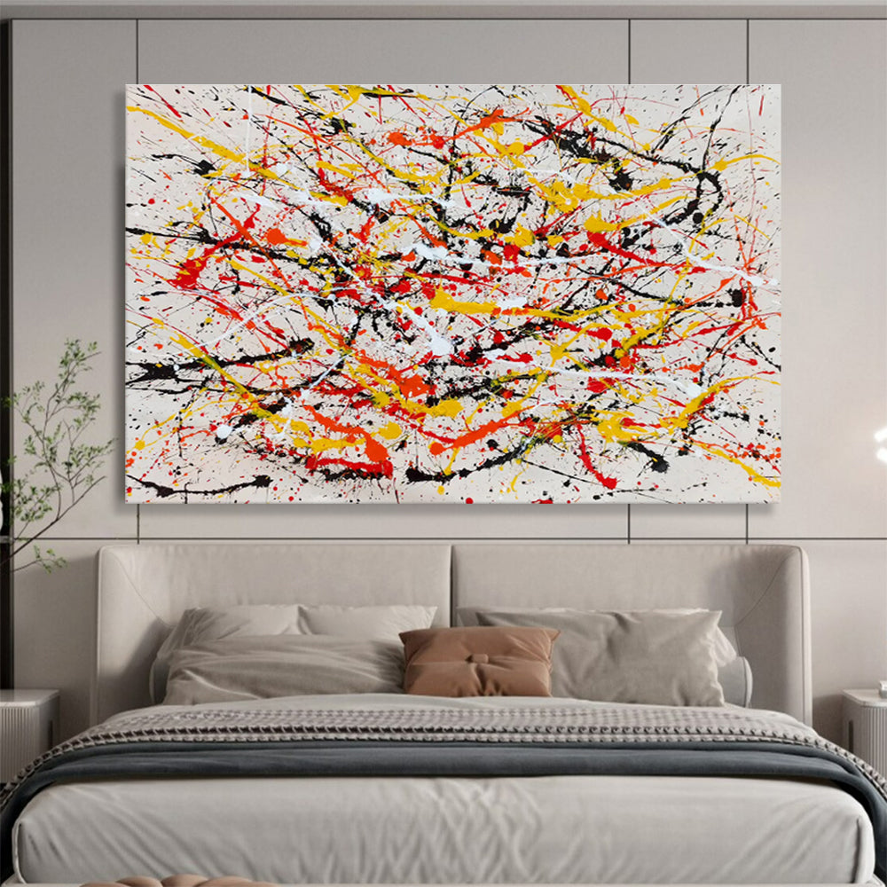 “Yellow - Red Splatter Dynamism” Painting On Canvas DKS303