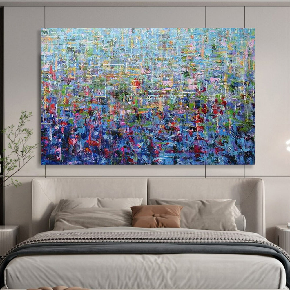 Colorful Mosaic Abstract: Pointillist & Vibrant Painting for Art - Filled Living Room & Community Center DKS657