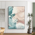 “Teal & Pink Abstract Flow” - Fluid Abstract Painting On Canvas DS277